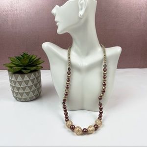 Brown Pearls Heart Shaped Beaded Necklace Women Jewelry
